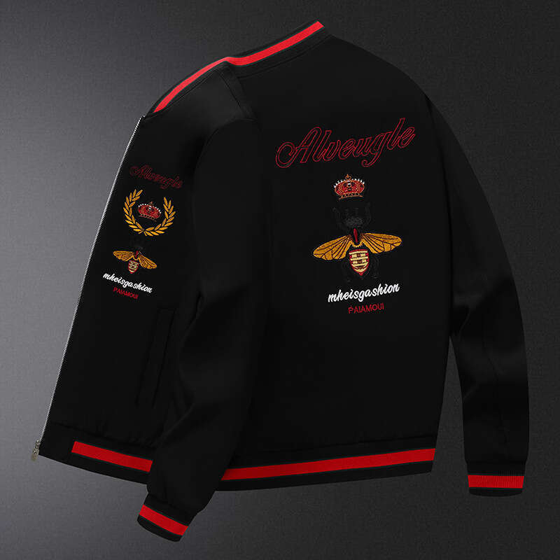 Little Bee Embroidered Men's Brand European High-End Version Pilot Jacket Men