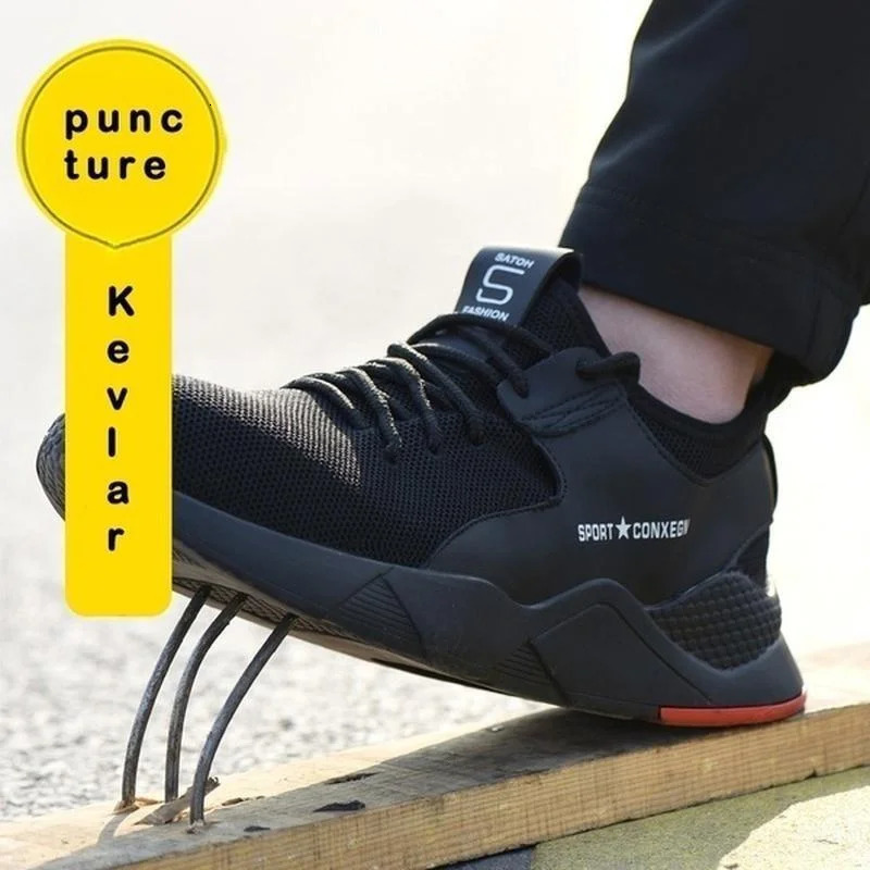 Steel Toe Shoes Fiber Safety Shoes Mens and Womens Breathable and Durable Steel Toe Work Shoes Fashion Large 36-49 251226
