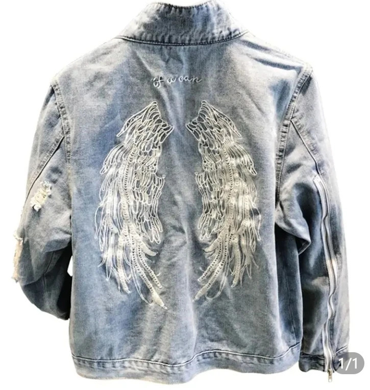 n Embroidered Distressed Denim Jacket for Men Spring Autumn Korean Trendy Light Color Loose wing 251230