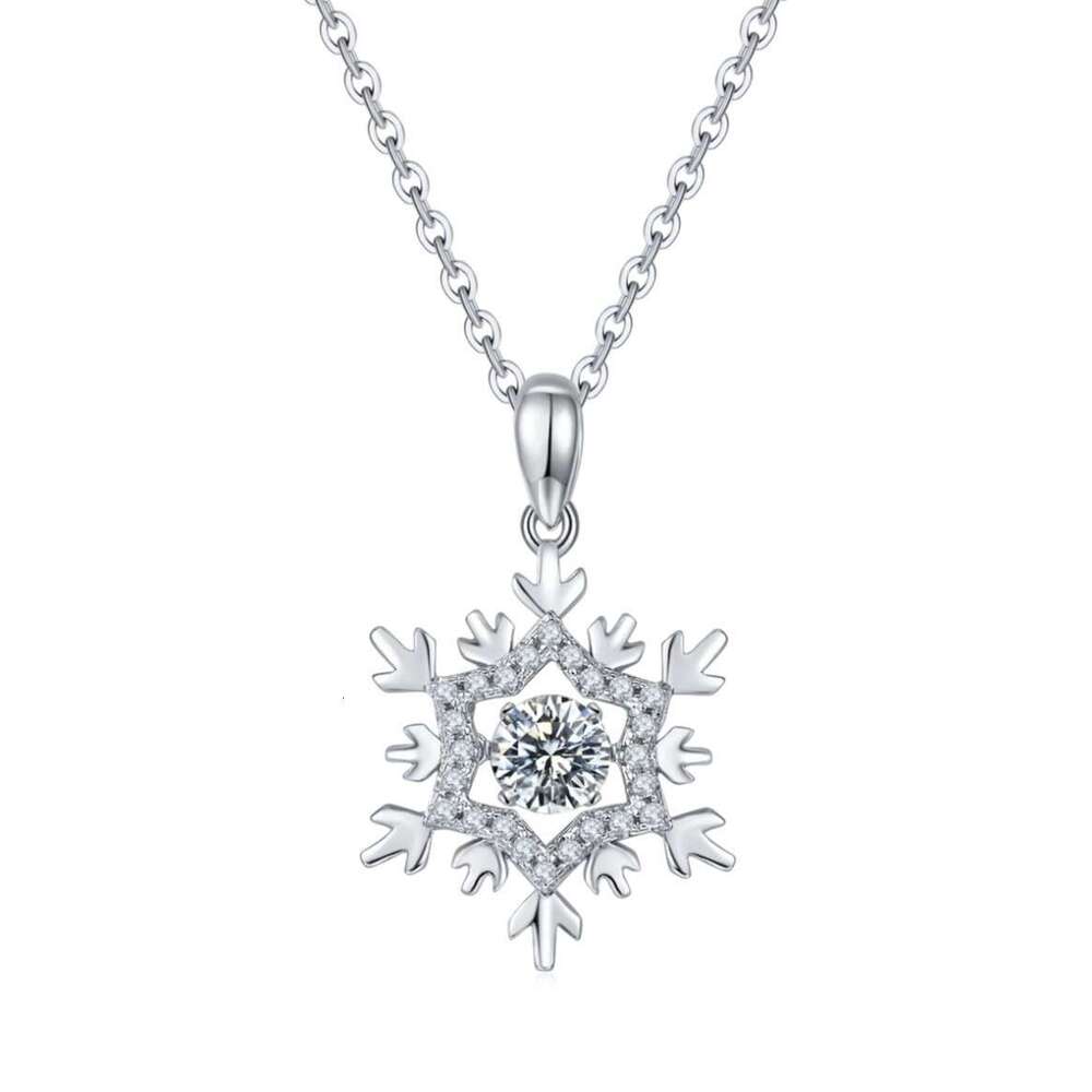 S925 Sterling Silver Snowflake Pendant Necklace for Women Korean Style Elegant Simple Collarbone Chain Christmas Gift Jewelry