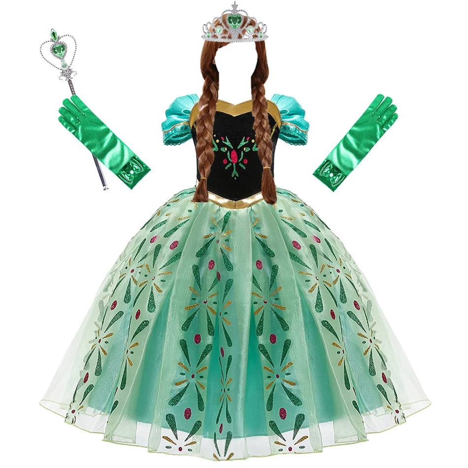 Anna Dresses Children Princess Dress Girl Cosplay Costume Kids Summer Clothes Halloween Birthday Carnival Robe Party Disguise 260104