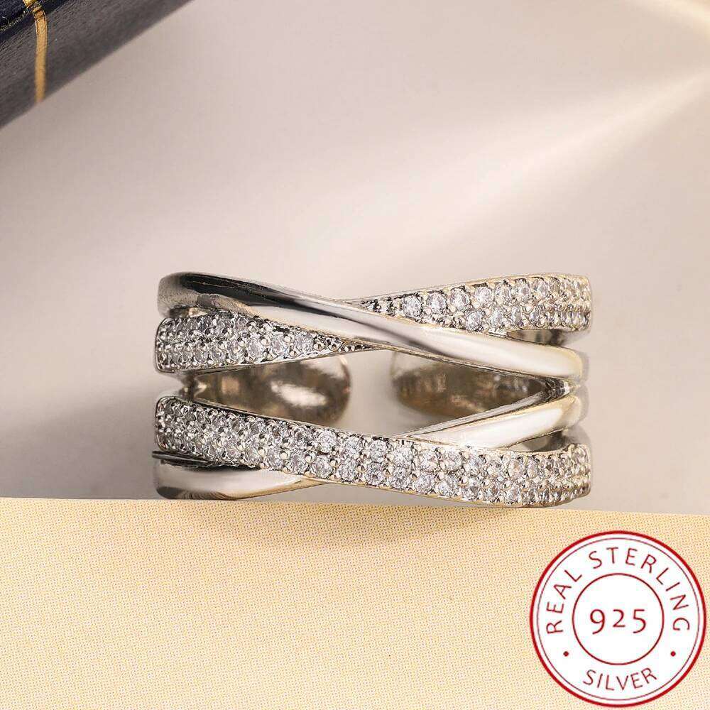 Classic Geometric Line Zircon - Minimalist Women's Ring with Adjustable Opening. Give It To Her 925 Silver-plated Jewelry