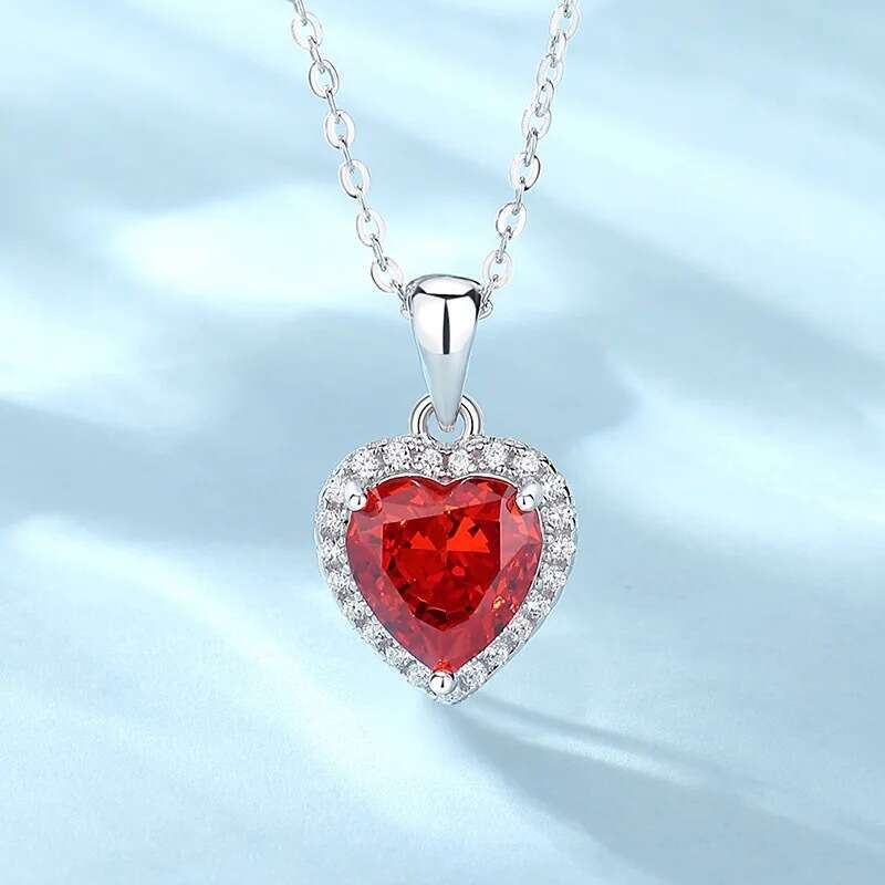 Women's S925 Silver Heart of the Sea Collarbone High Carbon Diamond Blue Heart Pendant High-End Festival Gift Jewelry