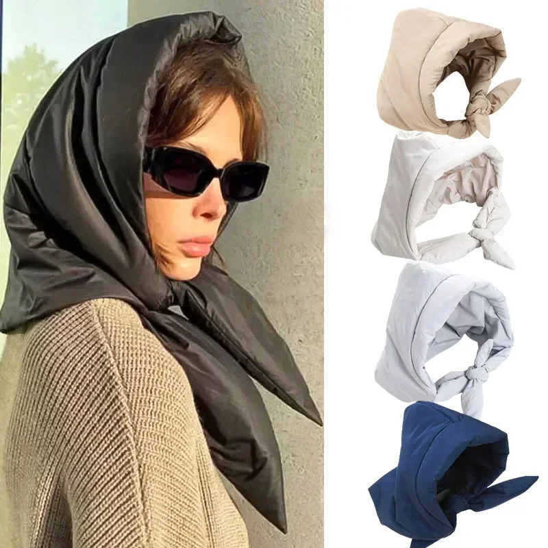 Winter Headscarf Warm Hood Down Cotton Triangle Puff Scarf Women Thickened Windproof Water-repellent Hat for Outdoor Neck Hood 251225