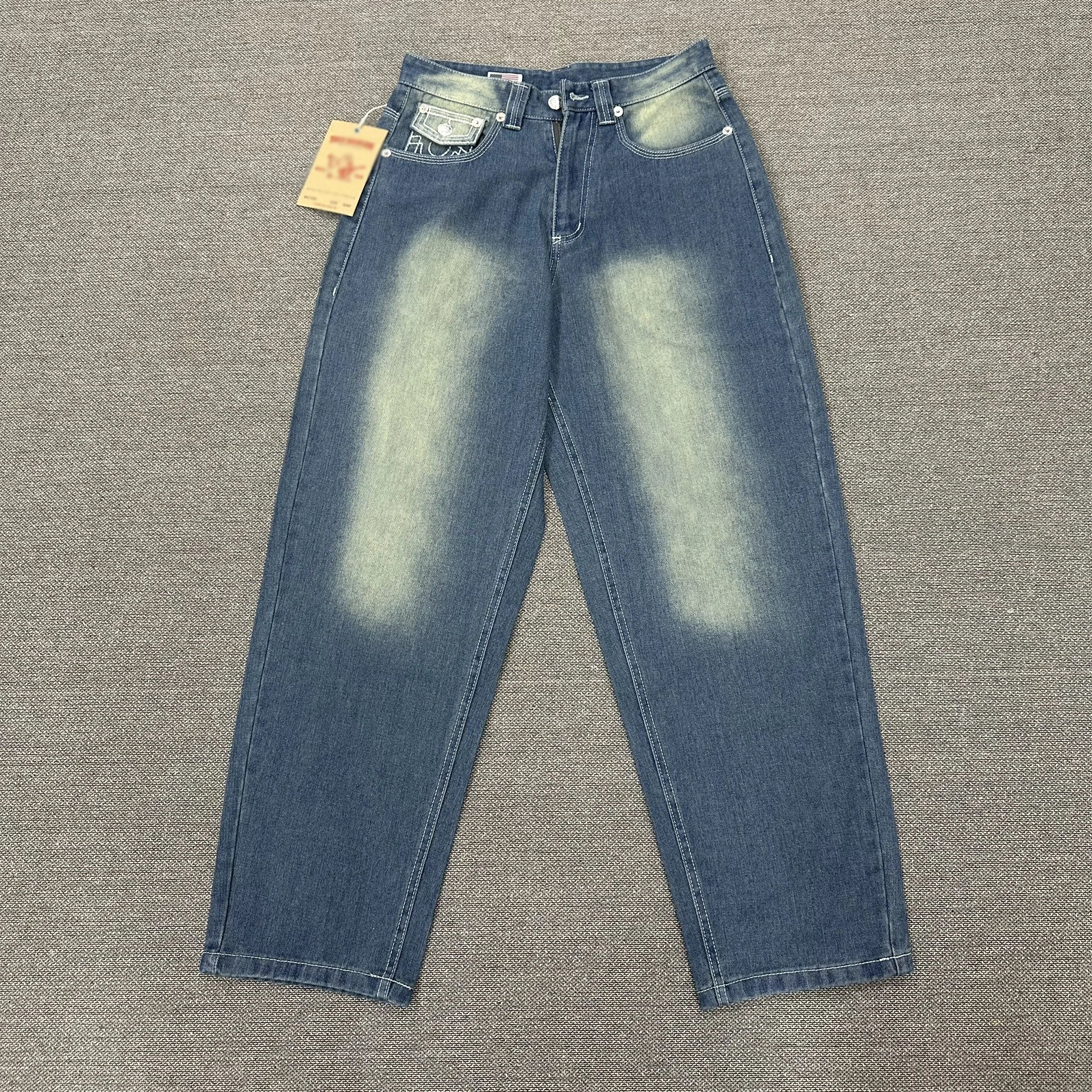 True Y2k Embroidered Baggy Jeans 11 Quality Retro Blue Washed Pantalones Vintage Mens Denim Trousers 251205