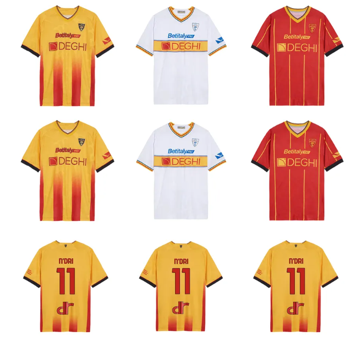 25 26 US Lecce soccer jersey 2025 2026 trefezza Federico Baschirotto Joan Gonzalez Wladimiro home away Falcone Marin Pongracic Remi Oudin Lecce Kids men Kit home away