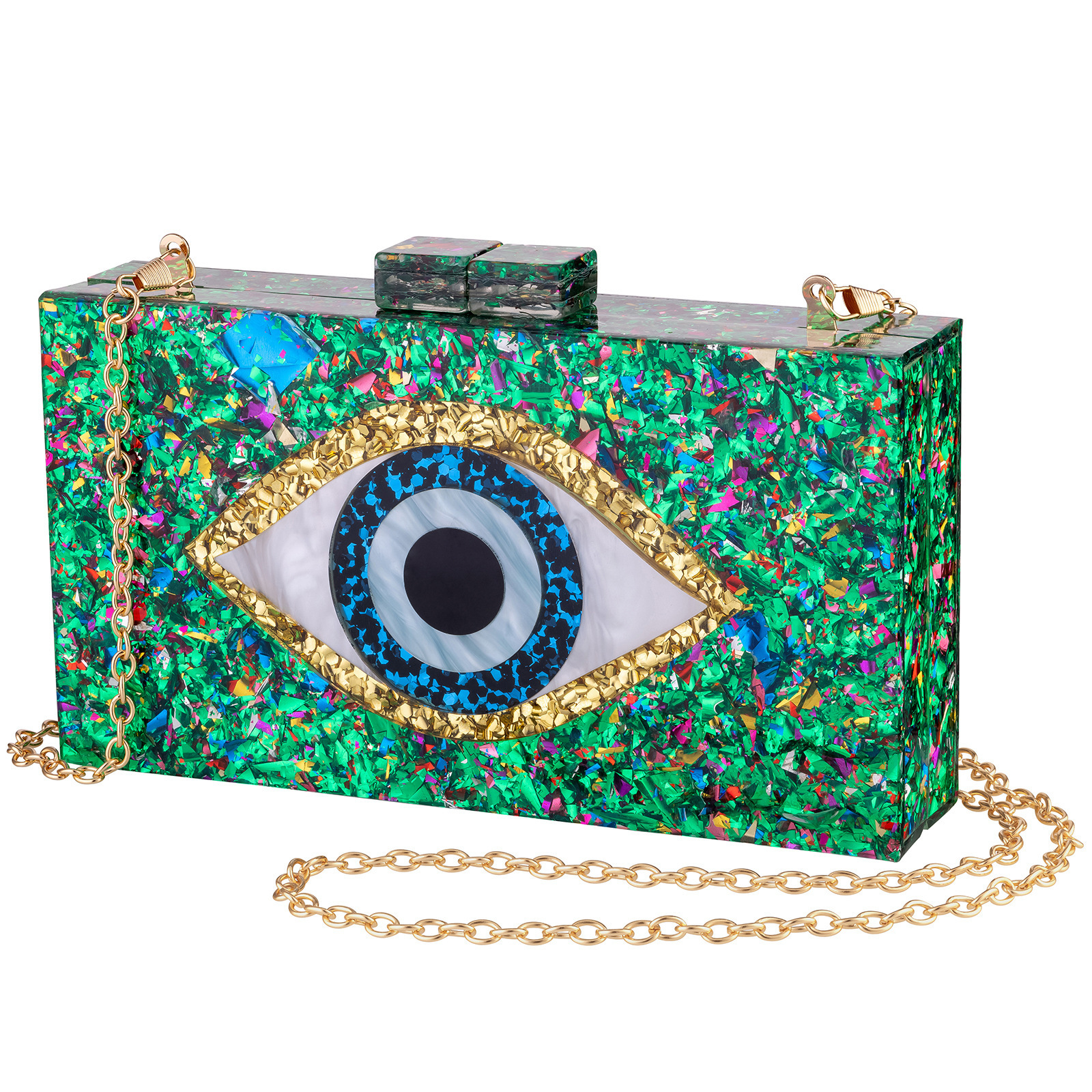 Acrylic Purses and Handbags for Women Evil Eyes Light Sky Blue Perspex Box Clutch Elegant Banquet Evening Handbags Crossbody Bag 240716