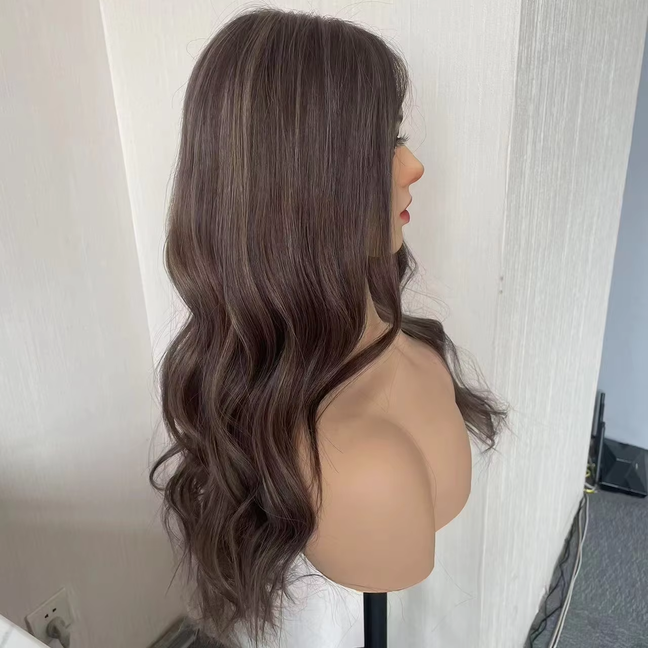 Top quality brown balayage human hair full lace wig dark brown body wave Hd lace european hair wig glueless dark brown wet wavy lace front wig