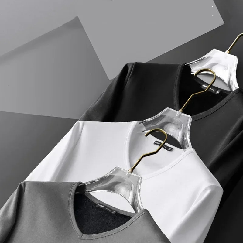 Mens Plush Thermal Long Sleeved TShirt Bottoming Shirt Round Neck Fashion Plus Velvet Padded Tshirt 251225