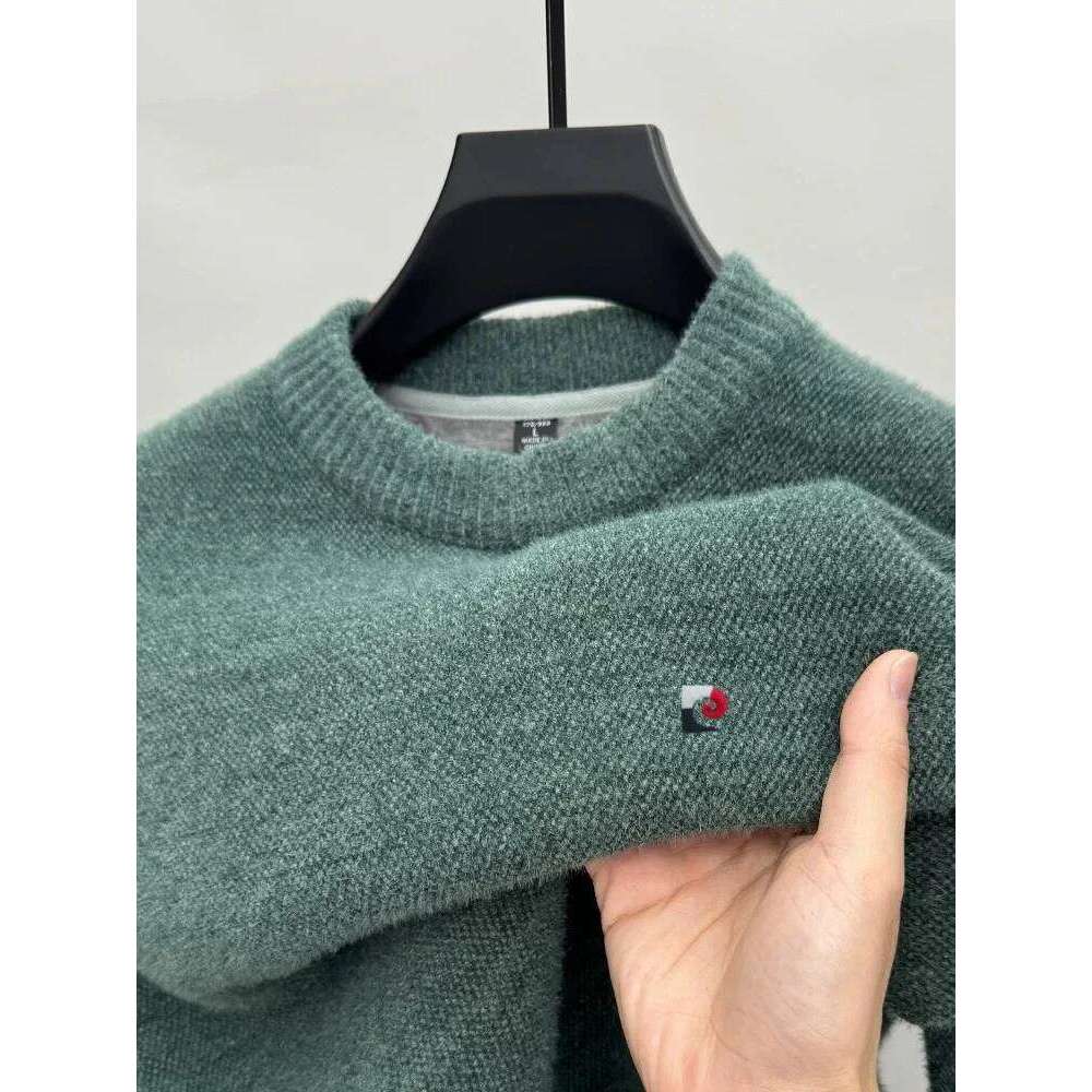 High end brand embroidered men's pullover new style fashion luxury knitted soft plush warm round neck casual versatile sweater