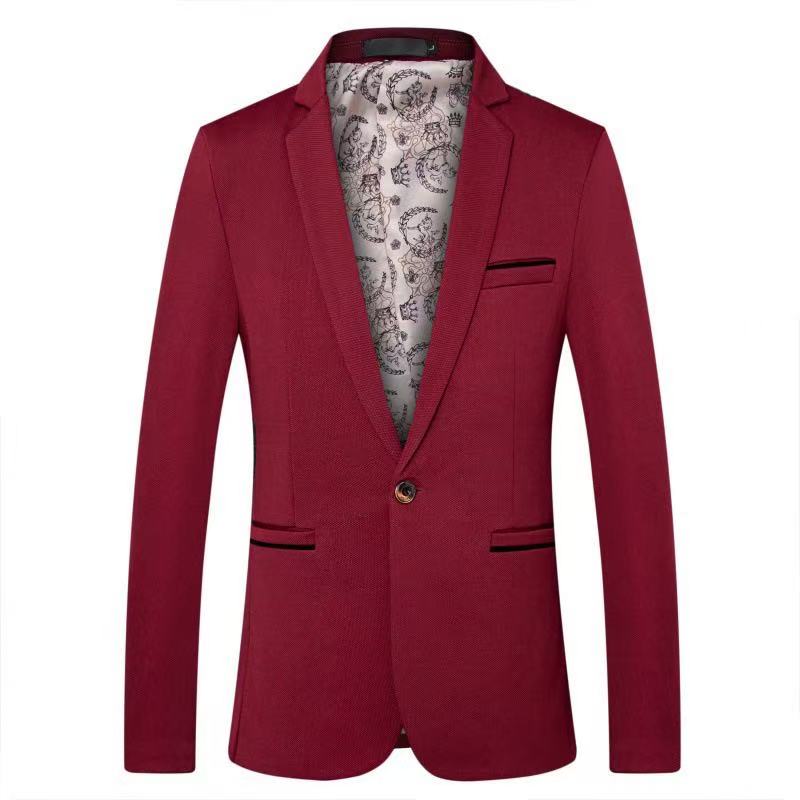 T2842 Business Casual Korean Style Slim Fit Men's Suit Jacket (Single Jacket)