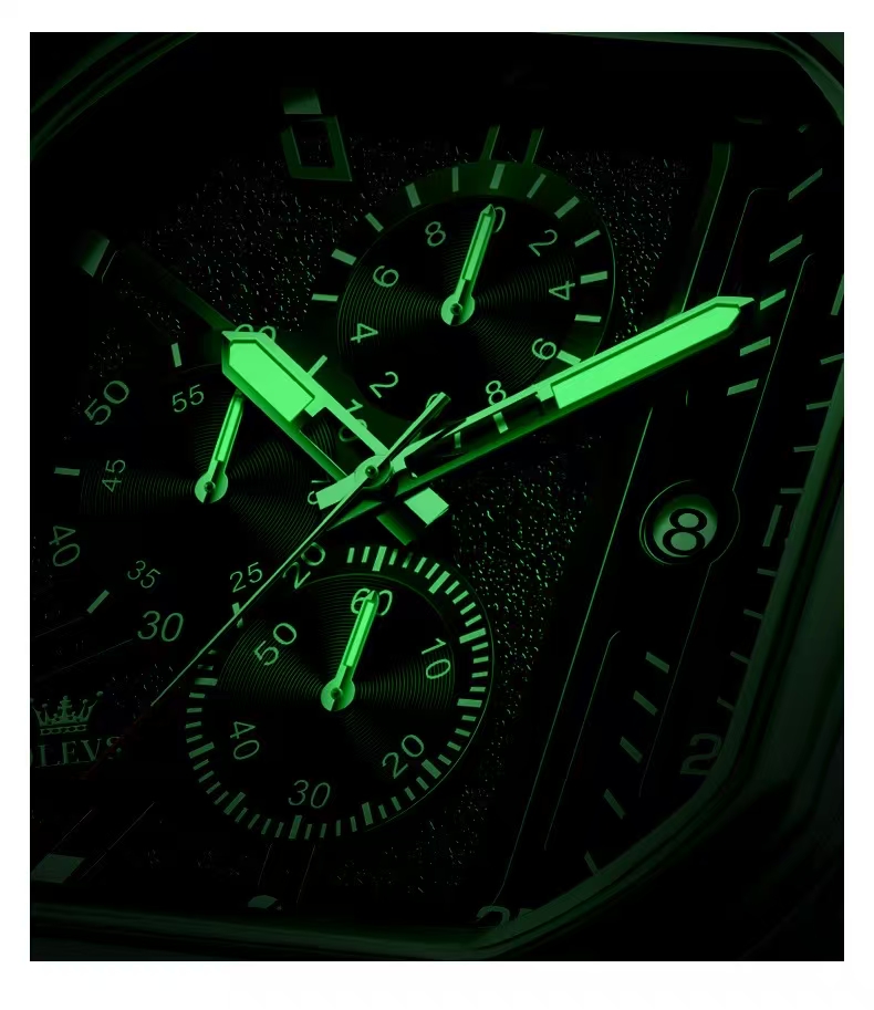 Elegant Punk-Inspired LED-Lit Durable Mens' Chronograph from Oulis Weatherproof and Stylish