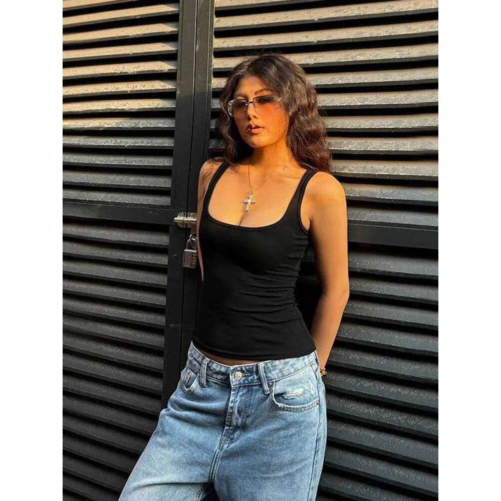 Women's versatile slim fit square neck sexy sports vest