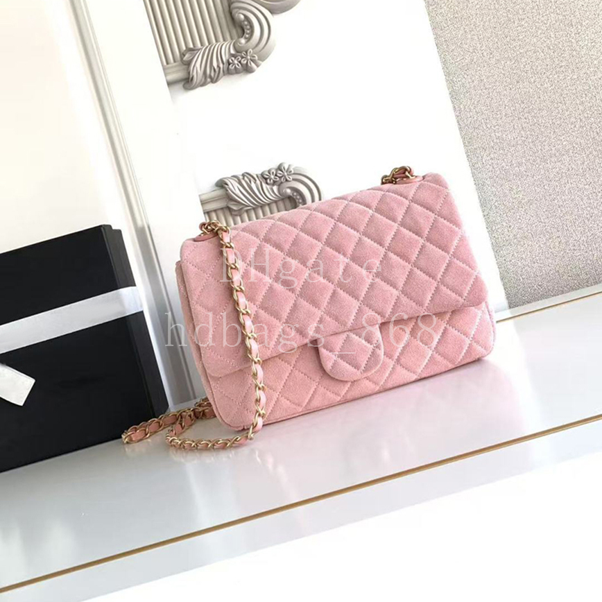 Mirror quality Designer Vintage Flap bag Handbag Luxury Suede Calfskin Lambskin Shoulder bag Fashion Crossbody bags Chain bag 24cm with Box C058