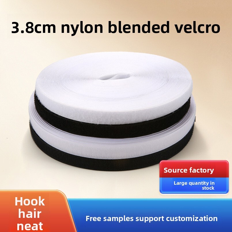 3.8cm Mixed Fabric Hook Loop Fastener Black and White Clothing Accessories Bag Curtain Sofa Adhesive Tape Self-Adhesive