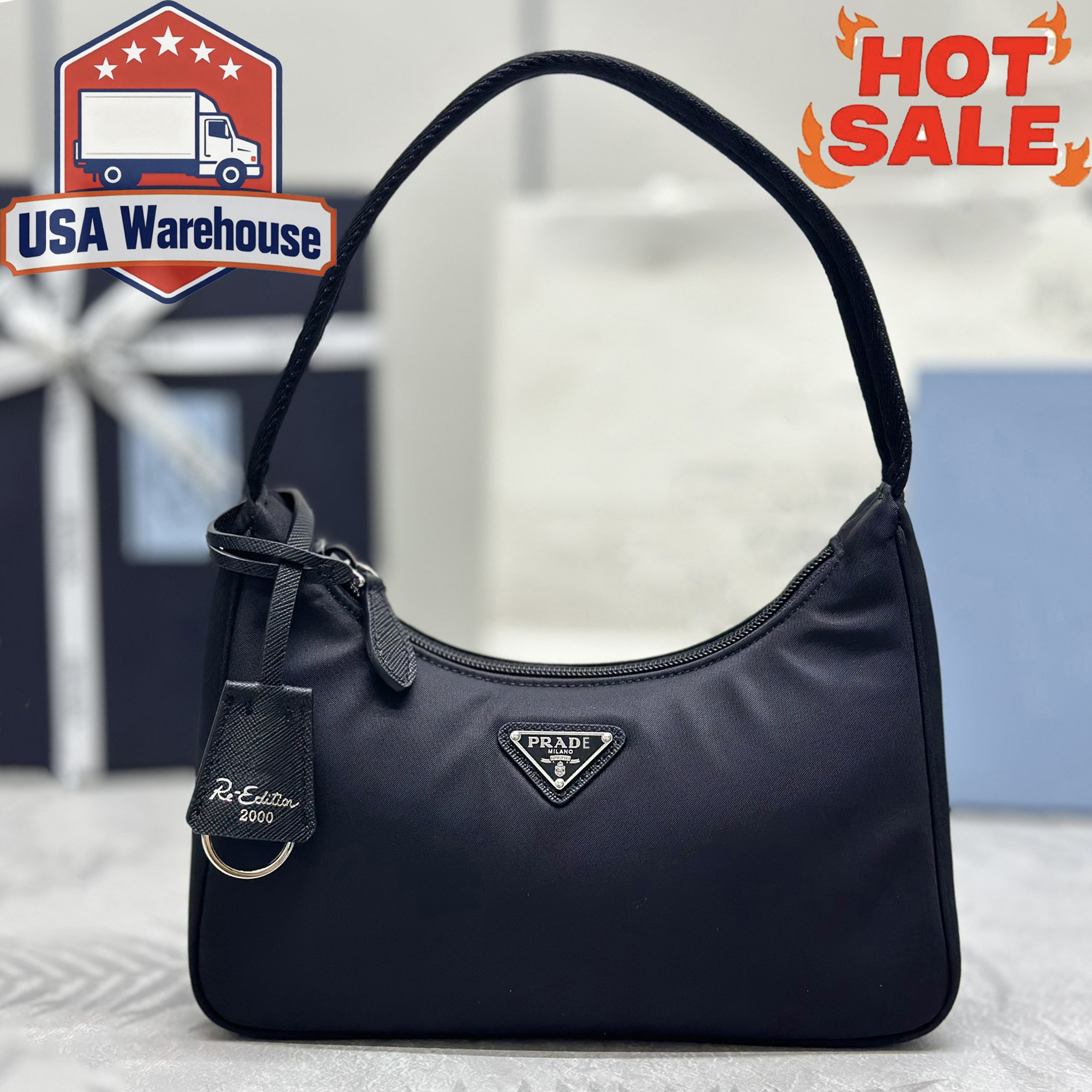 Designer Bag Shoulder Bag Luxury Bag Re-Edition 2000 Hobo Bag Silver Buckle Triangular Emblem Handbag Mini Nylon Crossbody Bag Classic Black Wallet New