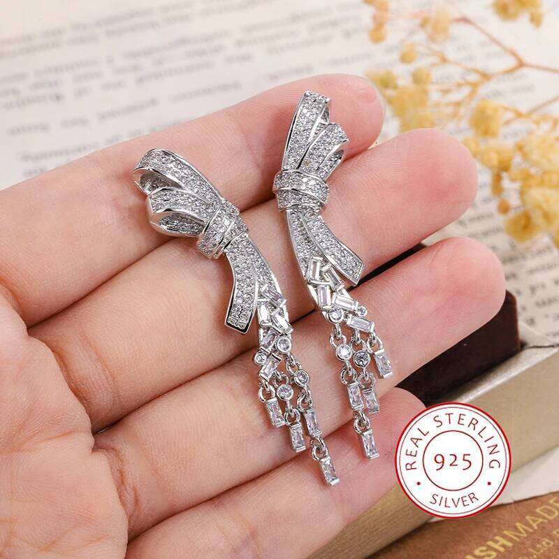 Exquisite 925 Silver Plated for Women Creative Butterfly Earrings Shiny Zircon Jewelry Anniversary Gift Stud Earring