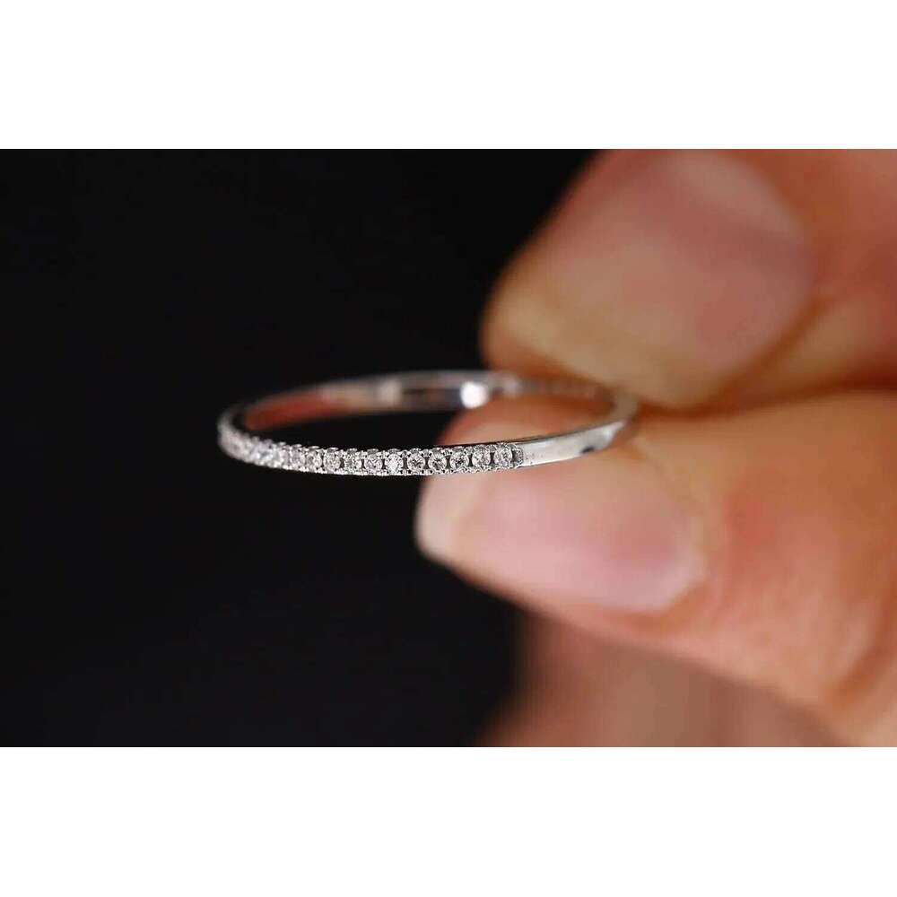 New fashion couple creative single row full of crystal zircon micro diamond ring 925 silver
