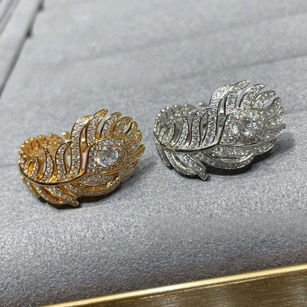New boucheronjewelry boucher rings bouch rings boucheronrings Large Peacock Feather Full Shiny High Carbon Diamond Leaf Ring
