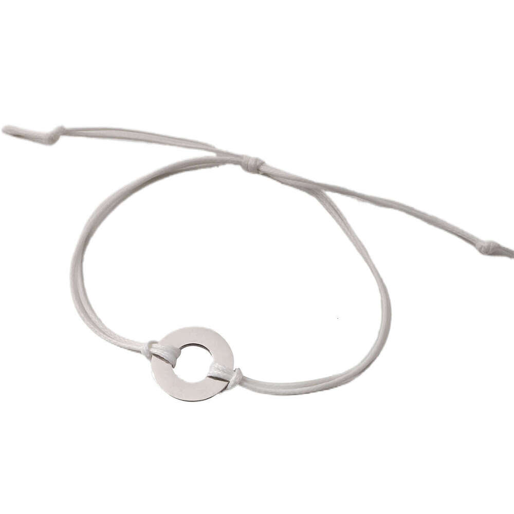 European and American Cross-Border Simple Titanium Steel Round Ring Wax Rope Adjustable Braided Bracelet Personalized