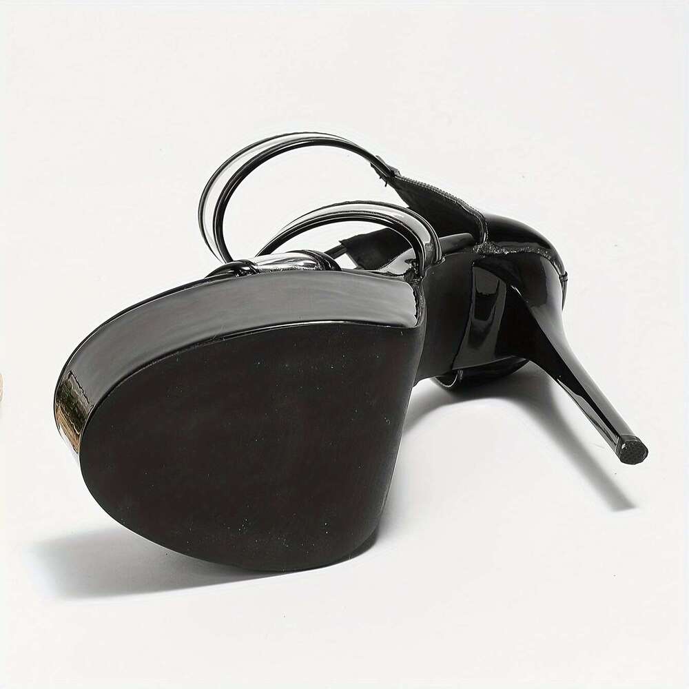 Women S Solid Color Stylish Sandals Back Zipper Platform Elegant Nightclub Party Ultra High Heels Transparent Summer Hollow Out Sandals MOJIDASHU