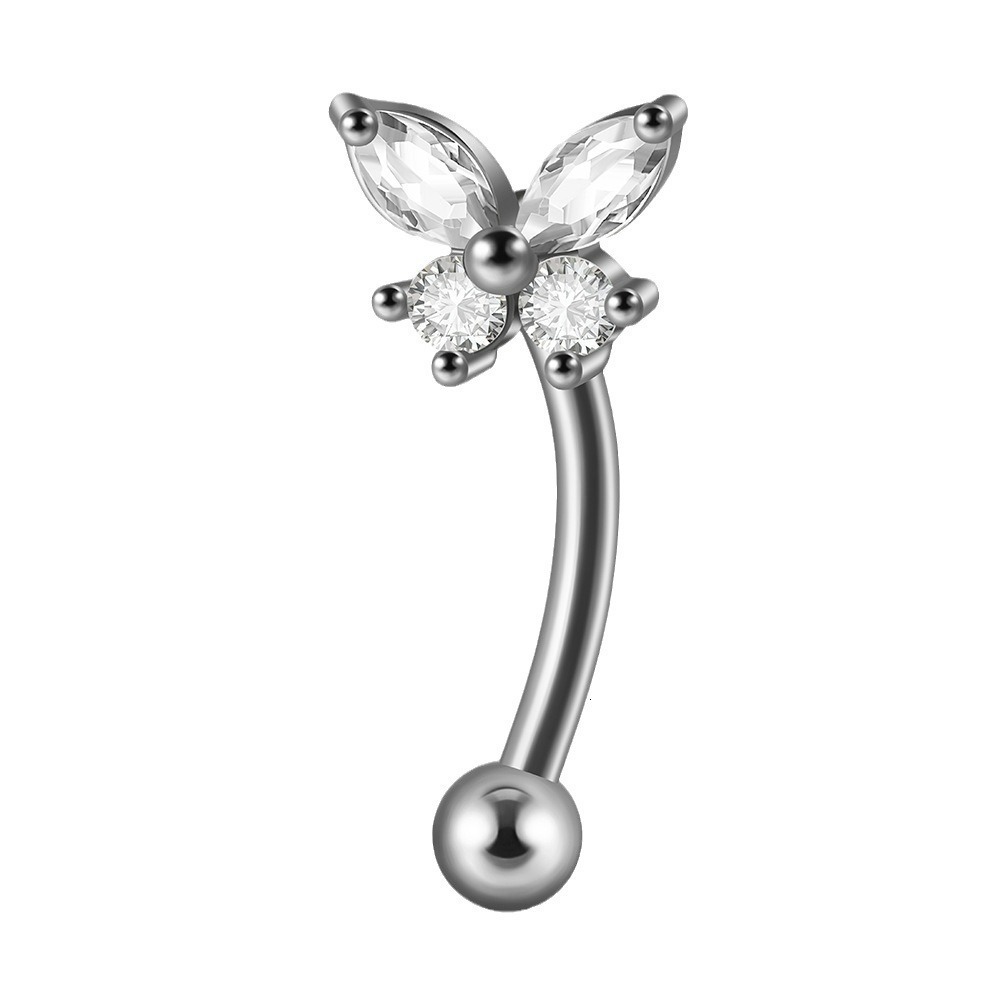 G23 Flower Zircon Earrings 16G Internal Thread Curved Rod Eyebrow Studs Marquise Butterfly Heart Five-Star Ear Bone Studs 250903