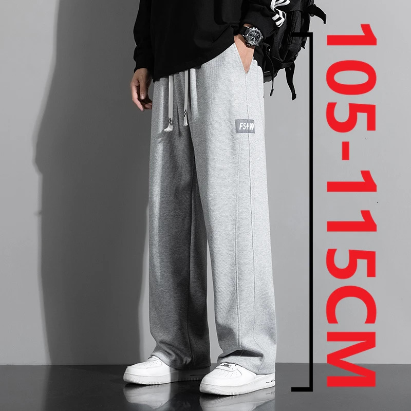Autumn 190 Tall Man Long Length Pants 115cm Big Large size Straight Barrel Elastic Waist Casual Sweatpants Clothing 251213