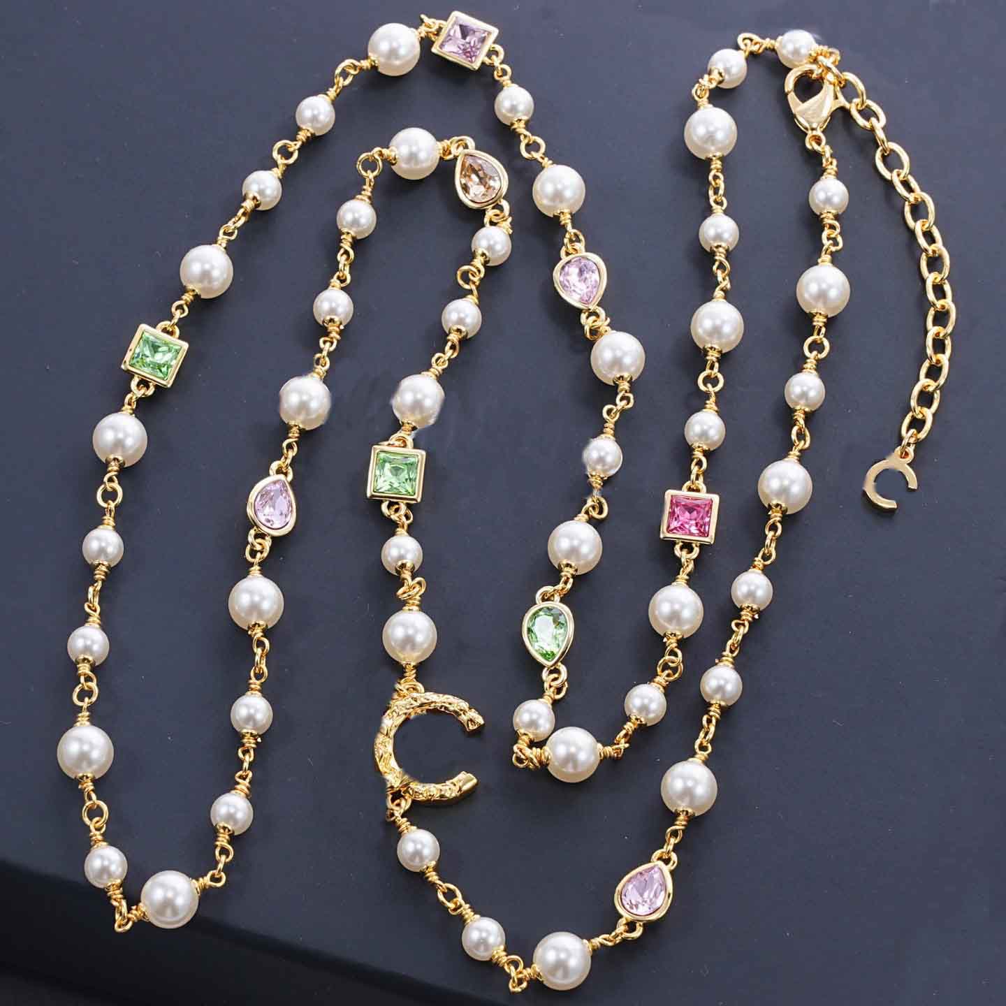 2026 Luxury quality charm long chain pendant necklace with colorful design in 18k gold plated drop earring flower shape Bracelet white shell beads have stamp PS6273B
