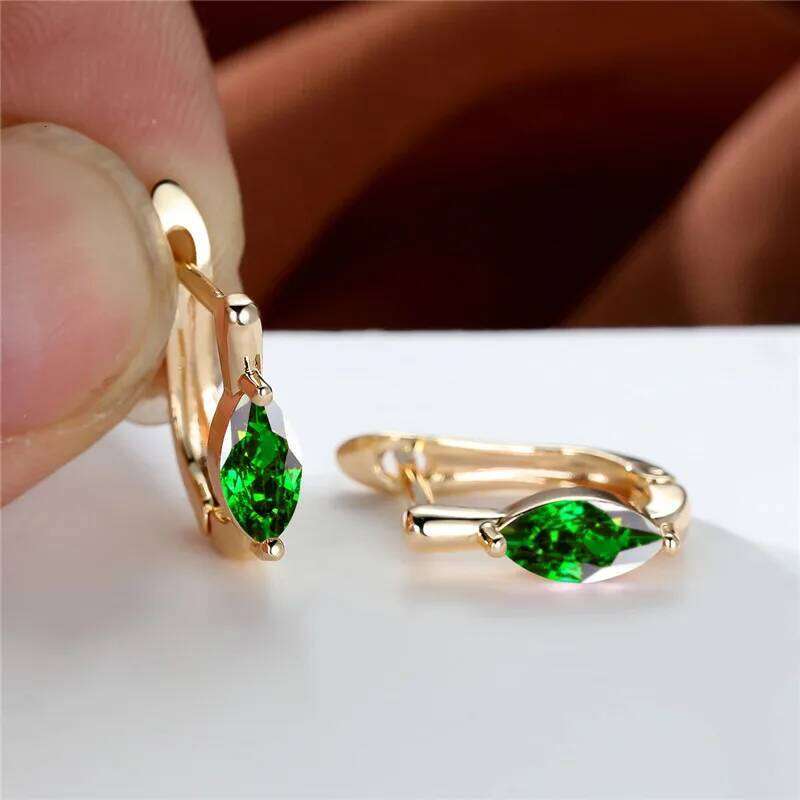Crystal Female White Zircon Stone Hoop Earrings Dainty Gold Color Wedding Jewelry For Women
