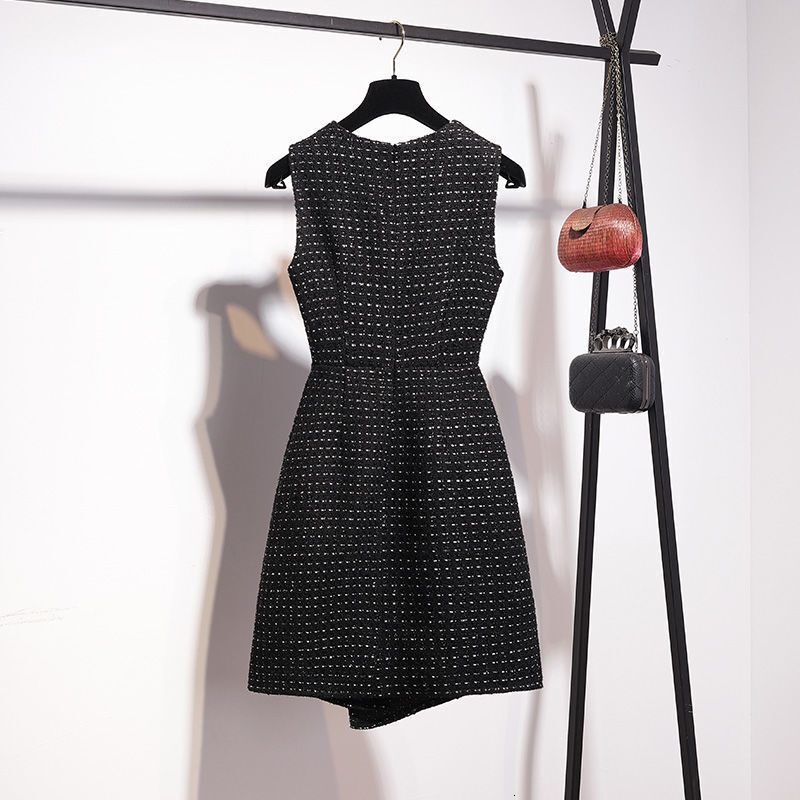 High-end Elegant Urban Sexy Dress For Women Wool Long-sleeved Fall-winter Two-piece Set Fashionable And Youthful Black Dress