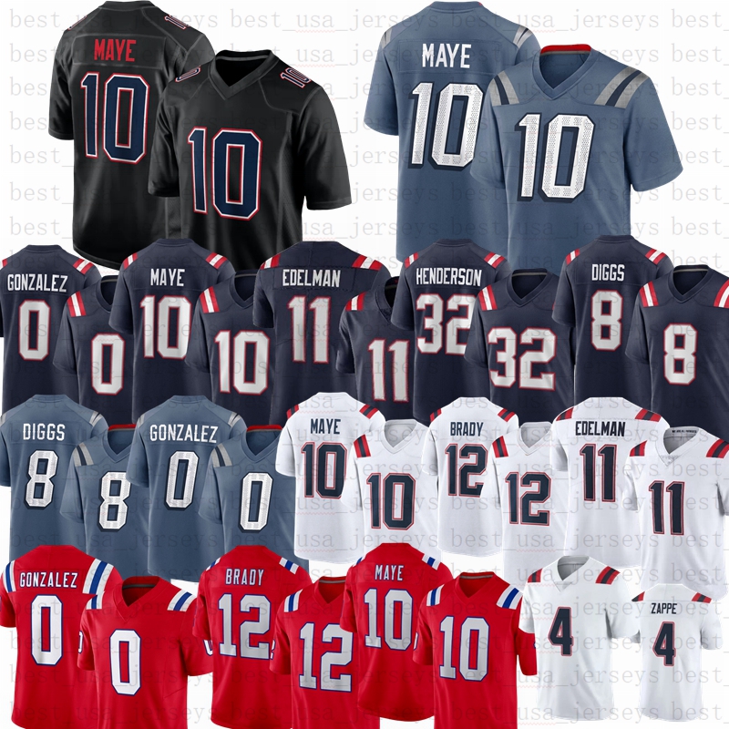 Drake Maye Tom Brady football jersey 2024 Julian Edelman Ezekiel Elliott JuJu Smith-Schuster Matt Judon Bailey Zappe jerseys