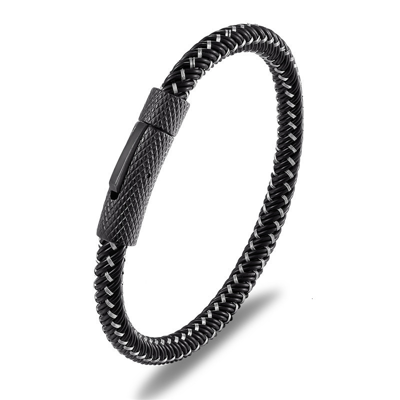 Chanfar 6mm Fashion Real Leather Stingray Bracelet Men Strap Stainless Steel Charm Bracelet Bangle Women Jewelry Wholesale241224