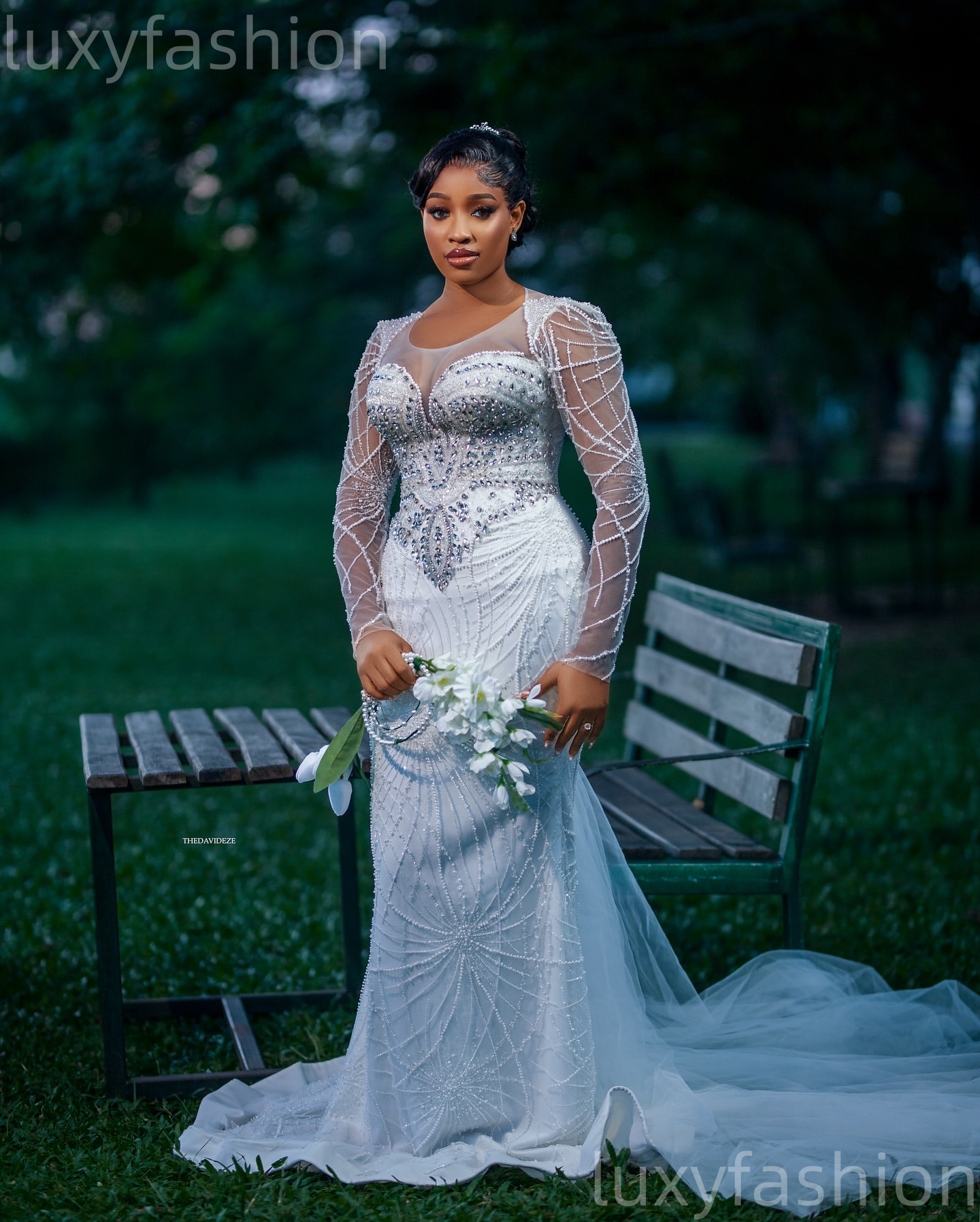 2026 Arabic Aso Ebi Plus Size Ivory Wedding Dress Beaded Crystals Sheer Neck Full Sleeves Sequined Bridal Gowns Dresses ZJ060