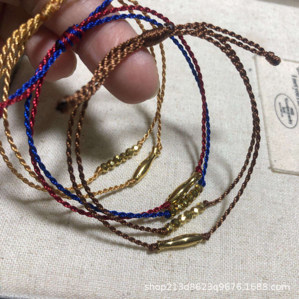 Titanium Steel Non-Fading New Zodiac Year Good Luck Fish in Water Six Great Success Laser Disco Beads Hand-Woven Bracelet