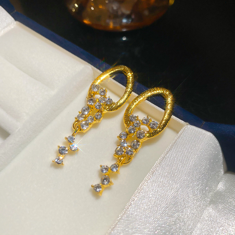 Silver needle diamond-encrusted round fringed earrings, French vintage style, elegant and versatile, light luxury and high-end feeling, women's e