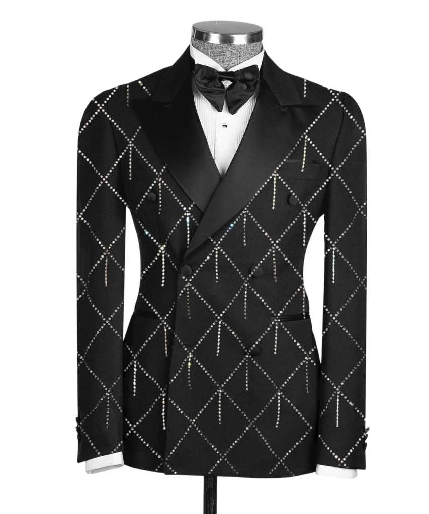 Exquisite Men's Suit 2 Pieces Blazer Pant Double-Breasted Peaked Lapel Formal Business Occasion Party Banquet Suit Customized
