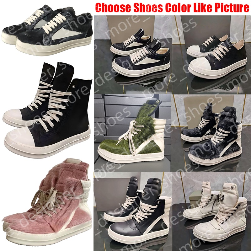 Canvas boots ricks ownes designer shoe dress women men leather furry boot luxury booties sneakers platform shoes unisex casual trainers white pink size 35-48