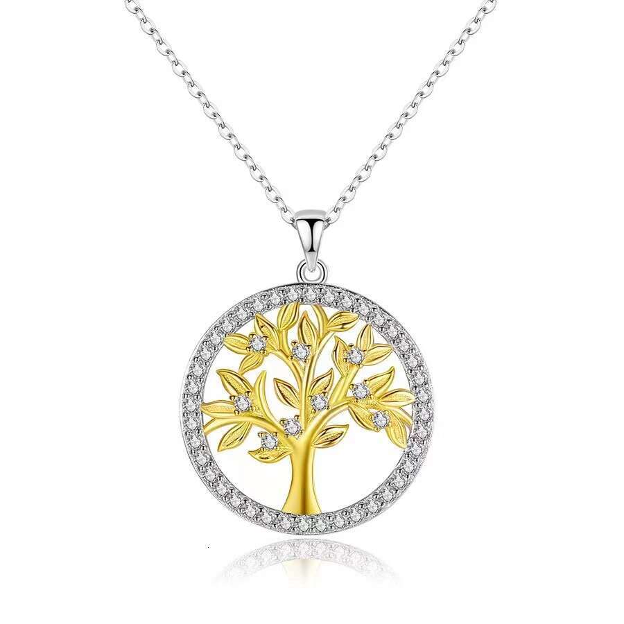S925 Sterling Silver Tree of Life Necklace for Women Inlaid Diamond European American Style Creative Artistic Pendant Jewelry