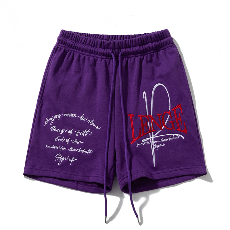 Foam Letters Print Suede Shorts Black Green Drawstring Loose Casual Pants Men Women Couple Beach Holiday Shortpant Summer Style