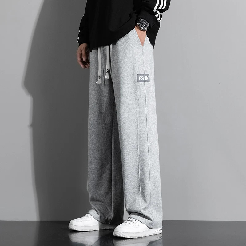 Autumn 190 Tall Man Long Length Pants 115cm Big Large size Straight Barrel Elastic Waist Casual Sweatpants Clothing 251213