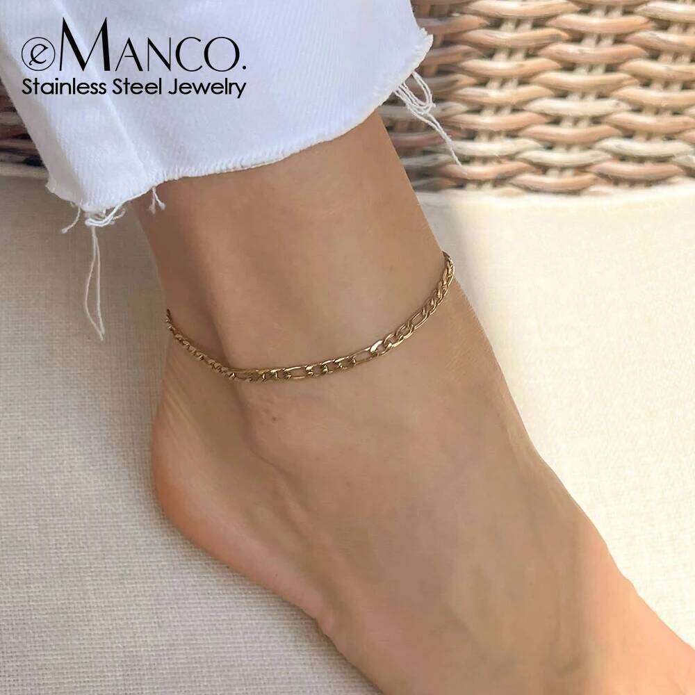 eManco Franco Men's Anklet Women's Hip Hop Rapper Stainless Steel Footwear Leg Ankle Cuban Chain