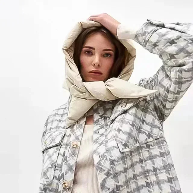 Winter Headscarf Warm Hood Down Cotton Triangle Puff Scarf Women Thickened Windproof Water-repellent Hat for Outdoor Neck Hood 251225 - view 3