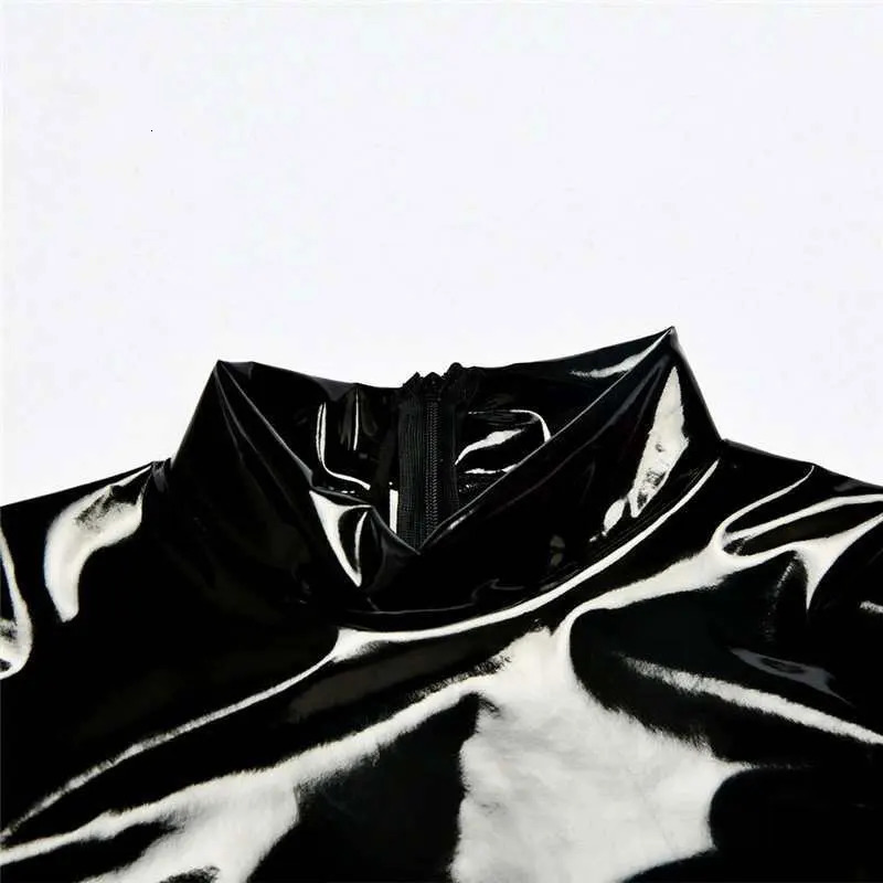 Sexy Women PVC Shiny High Cut Bodysuit Bandage Dance Wear Long Sleeve Latex Tight Matt Catsuit F75 251231