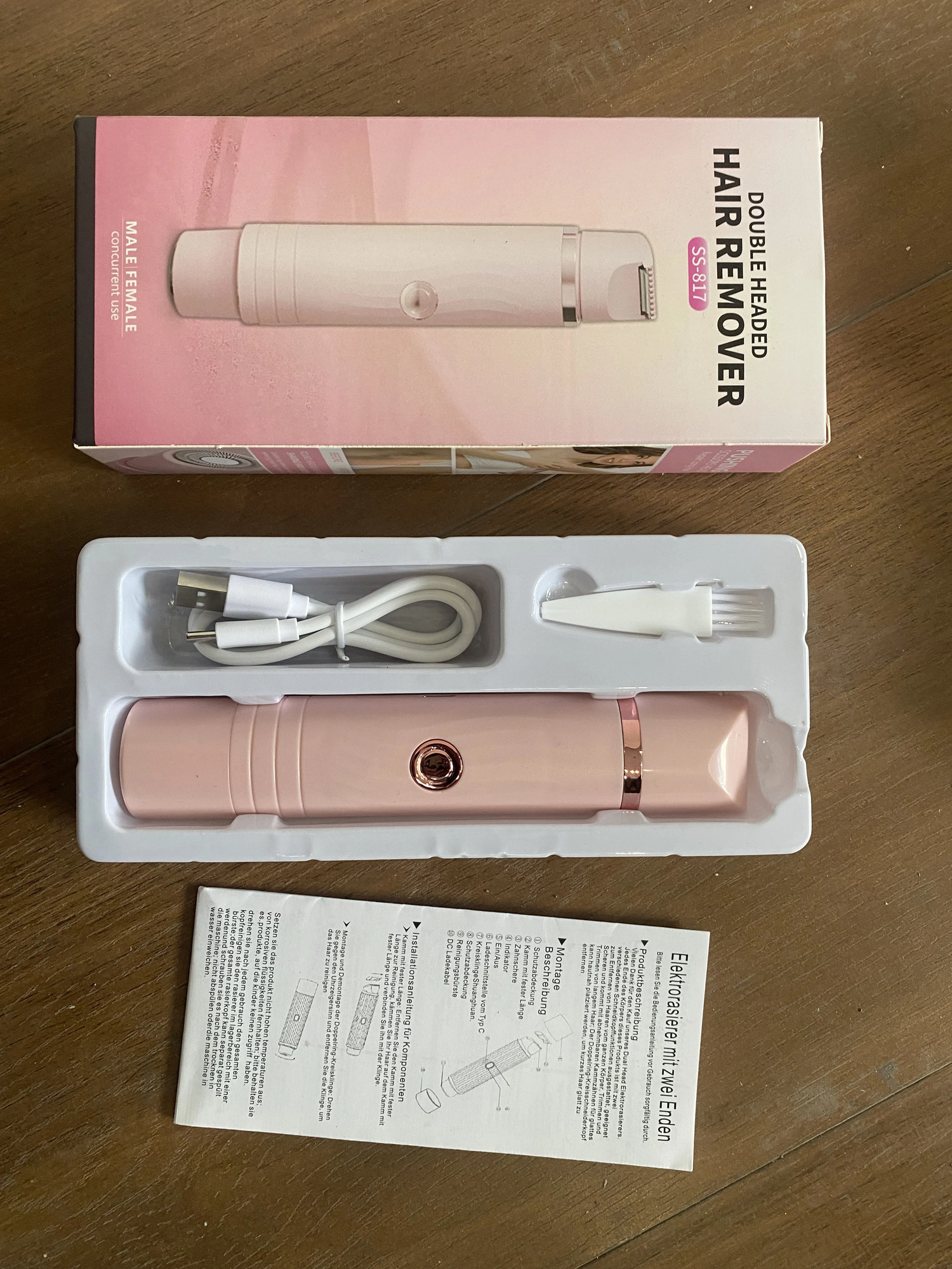 Type-C Fast Charging Womens Shaver 2-in-1 Dual-Head Private Area Trimmer Ceramic Blade Can Be Used All over the Body Shaving Without Harming the Skin 