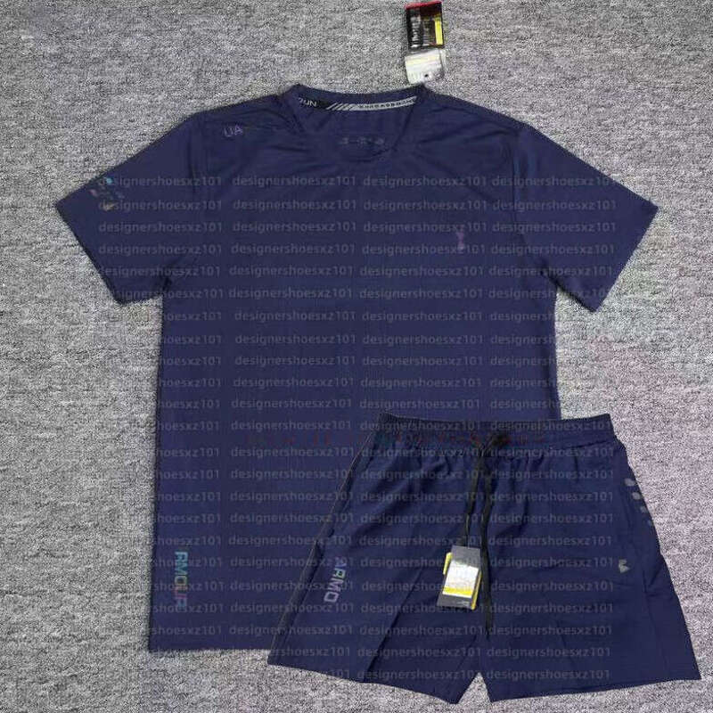 Under Amrour T-shirt Designer Ensemble Under Yoga Fitness Sports Quick Dry Set Ice Silk Casual Mens Top Five Point Shorts Breathable Tech Fleece Gym Tracksuit