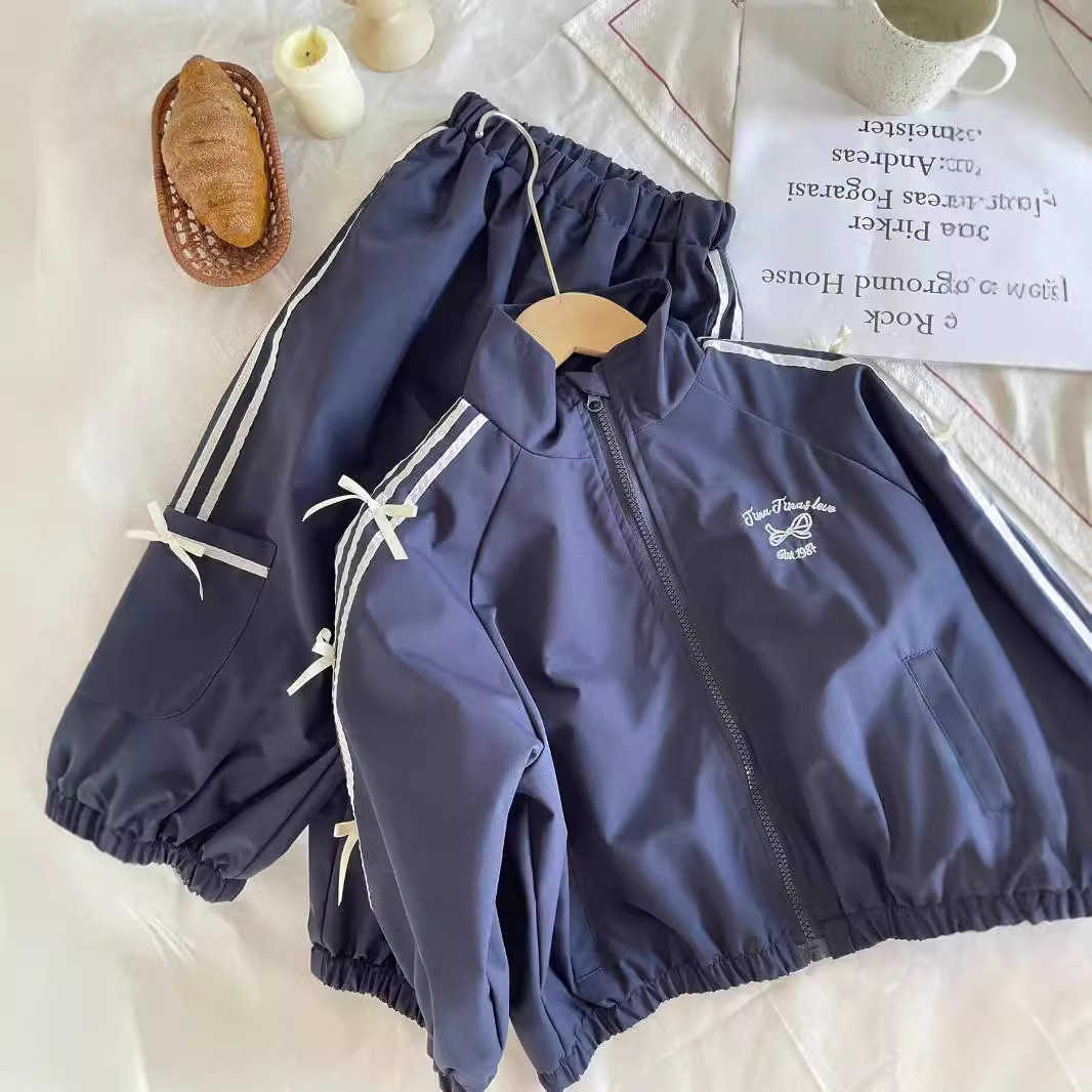 Spring Kids Clothing Sets Children Long Sleeve Suits Baby Girls Bow SweatshirtPants 2Pcs Autumn Teen Versatile Outfits 112Y L260104