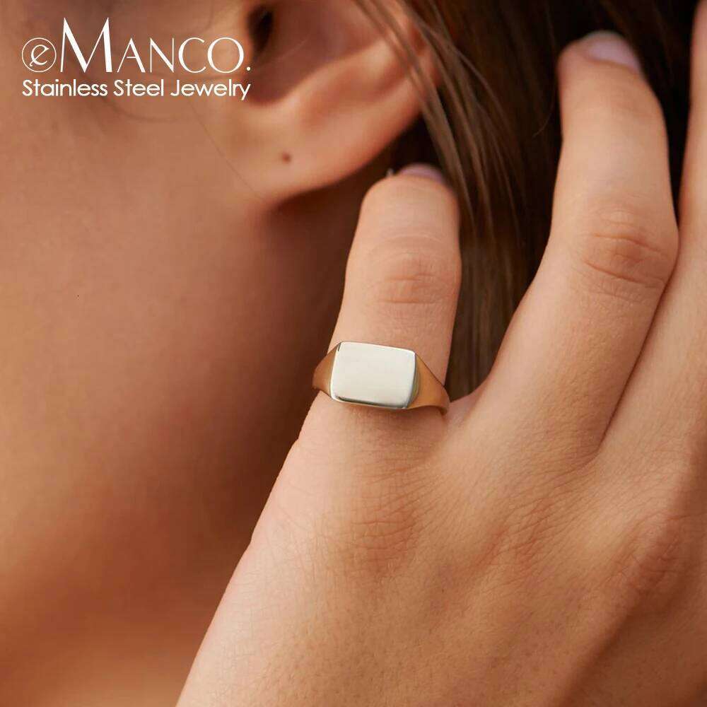 eManco Geometric Stainless Steel Jewelry Valentine's Day Gift Simple Fashion Ring for Women Waterproof