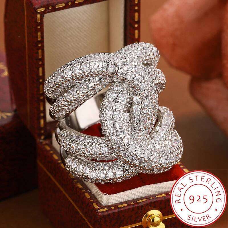 Luxurious Full-diamond AAAA - Hip-hop Style Shiny Zircon Ring for Women's Party Gift Silver 925 Jewelry