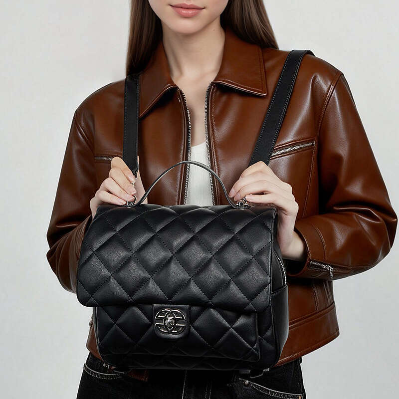 Luxury shoulder bag handbag Hobo winter new leather high-end feeling diamond grid backpack large capacity travel exquisite commuting versatile backpac