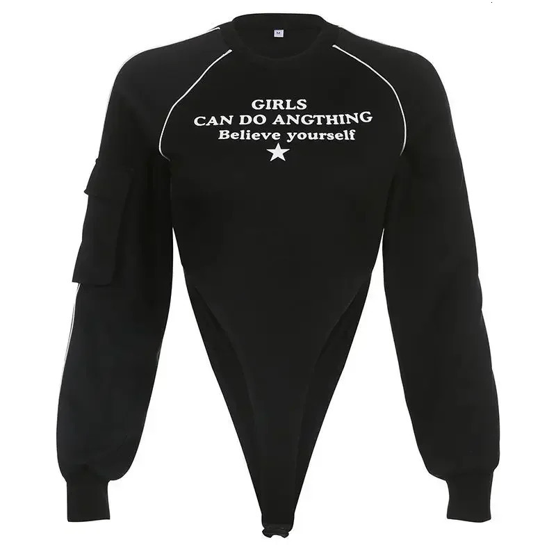 Sexy Tight High Cut Grey Bodysuit Womens Personality Thin Hooded Sweatshirts American Spicy Girl Long Sleeve Tshirts 251231